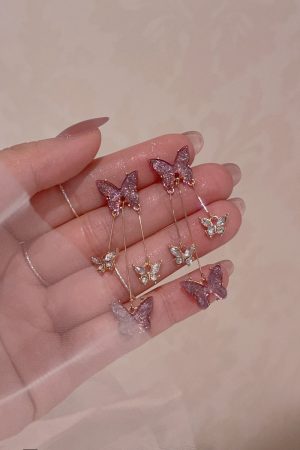 Trendy Romantic Purple Butterfly Dangle Earrings for Women - Fresh Sweet Light Luxury Long Earrings 2025 Fashion