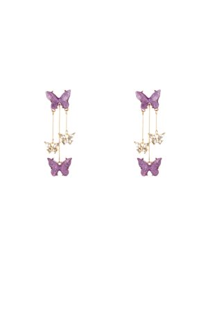 Trendy Romantic Purple Butterfly Dangle Earrings for Women - Fresh Sweet Light Luxury Long Earrings 2025 Fashion