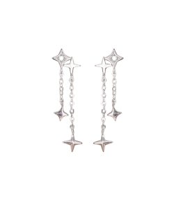 Trendy Shiny Diamond Star Stud Tassel Drop Earrings - Minimalist High-End Summer Ear Accessories for Women 2025