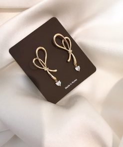 Trendy Silver Needle Bow Pearl Stud Earrings - High-End 2025 Fashion, Internet Celebrity Style Women's Accessories