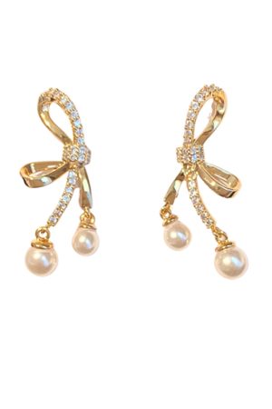 Trendy Silver Needle Bow Pearl Stud Earrings - High-End 2025 Fashion, Internet Celebrity Style Women's Accessories