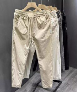 Trendy Slim-Fit Nine-Point Pants for Men - Casual Summer Straight Design, Korean Style, Versatile High-End Fashion