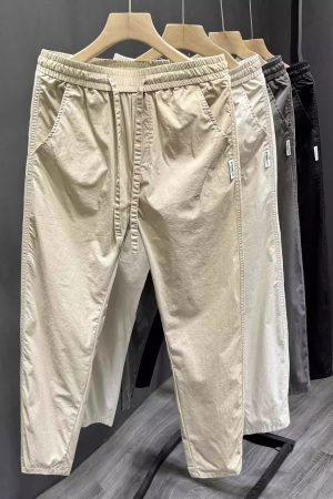 Trendy Slim-Fit Nine-Point Pants for Men - Casual Summer Straight Design, Korean Style, Versatile High-End Fashion