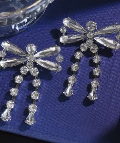 Trendy Sparkling Diamond Dragonfly Tassel Earrings for Women - Japanese & Korean Style Fashion Jewelry, 2025 New Arrival