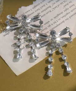 Trendy Sparkling Diamond Dragonfly Tassel Earrings for Women - Japanese & Korean Style Fashion Jewelry, 2025 New Arrival