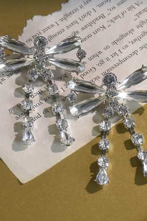 Trendy Sparkling Diamond Dragonfly Tassel Earrings for Women - Japanese & Korean Style Fashion Jewelry, 2025 New Arrival
