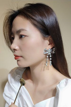 Trendy Sparkling Diamond Dragonfly Tassel Earrings for Women - Japanese & Korean Style Fashion Jewelry, 2025 New Arrival