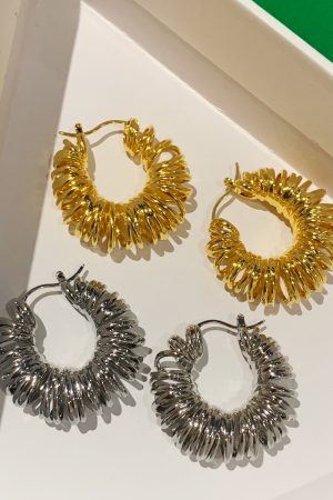 Trendy Spiral Hollow Wrapped Round Ring Ear Clip Earrings in Gold and Silver - European American Style, Retro Spring Fashion