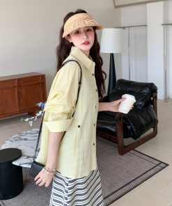Trendy Striped Camisole Dress Shirt Set for May Day Travel - Stylish Summer Outfit for 90s and Y2K Fashion Lovers