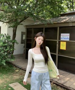 Trendy Striped Wide-Leg Pants with Bow Tie for Women - Casual Low-Waist Drawstring Long Trousers for Spring and Summer Fashion