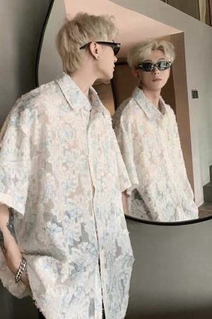 Trendy Summer Butterfly All-Over Print Short Sleeve Shirt with Tassels for Men and Women, Loose Drape Design, Niche Style