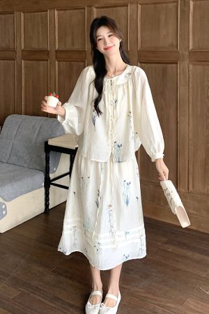 Trendy Summer Chinese Style Outfit Set - Age-Reducing Top and Skirt Ensemble for Perfect May Day OOTD