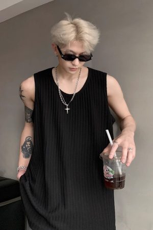 Trendy Summer Sleeveless Vest Tank Top with Wrinkled Texture and Soft Ice Feel for Couples - Cool Street Style Fashion