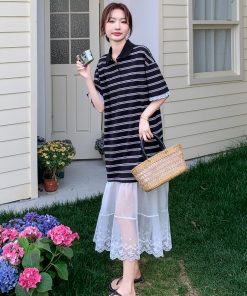 Trendy Summer Striped Patchwork Dress for Petite Women - Stylish and Cute Travel Outfit