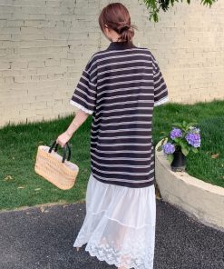 Trendy Summer Striped Patchwork Dress for Petite Women - Stylish and Cute Travel Outfit