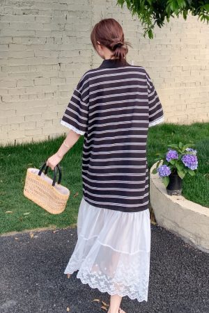 Trendy Summer Striped Patchwork Dress for Petite Women - Stylish and Cute Travel Outfit