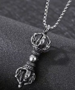 Trendy Tibetan Style Vajra Pendant Necklace, Vintage Clavicle Chain, INS Fashion Accessory for Sweater and Casual Wear
