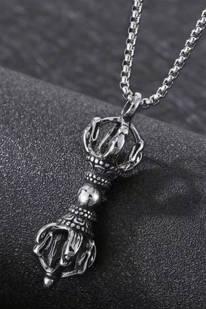 Trendy Tibetan Style Vajra Pendant Necklace, Vintage Clavicle Chain, INS Fashion Accessory for Sweater and Casual Wear