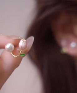 Trendy Tulip Pearl Earrings for Women - 2025 High-End Niche Design, Inspired by Zhao Lusi Style