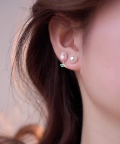 Trendy Tulip Pearl Earrings for Women - 2025 High-End Niche Design, Inspired by Zhao Lusi Style