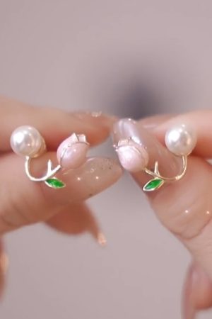 Trendy Tulip Pearl Earrings for Women - 2025 High-End Niche Design, Inspired by Zhao Lusi Style