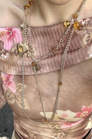 Trendy Two-Tone Layered Heart Necklace - Gold & Silver Gemstone Metal Clavicle Chain, Niche Style Sweater Accessory