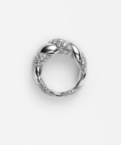 Trendy Unisex Twisted Intertwined Ring with Gold and Silver Diamond-Inlaid Design â€“ High-End Fashion Jewelry