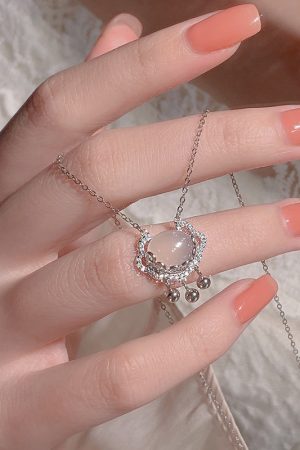 Trendy White Jade Peace Lock Necklace for Women - Luxury Clavicle Chain with Niche Design, 2025 Fashion Accessory