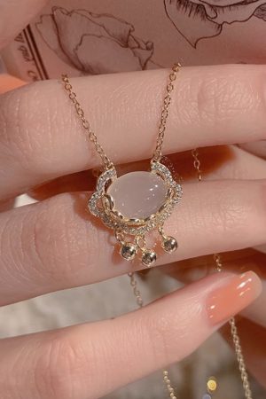 Trendy White Jade Peace Lock Necklace for Women - Luxury Clavicle Chain with Niche Design, 2025 Fashion Accessory