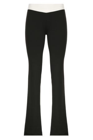 Trendy Women's High-Waisted Striped Color-Block Flared Pants - American Style Slim Fit for Casual Autumn Streetwear