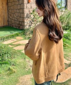 Trendy Women's Khaki Coat - Cute Short Jacket for Spring & Autumn 2025, Youthful Style, Fashionable Outerwear