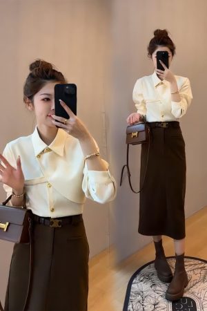 Trendy Women's Long Sleeve Shirt 2025 Autumn Top, Stylish Casual Fashion for Everyday Wear