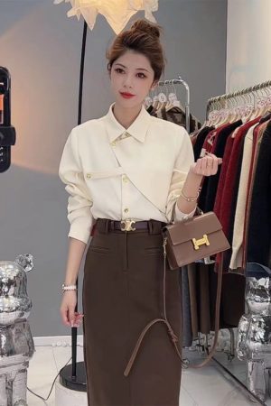 Trendy Women's Long Sleeve Shirt 2025 Autumn Top, Stylish Casual Fashion for Everyday Wear
