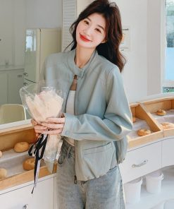 Trendy Women's Petite Blue Short Jacket, 2025 Style, Age-Reducing Fashion Top, Perfect for Y2K and Casual Outfits