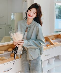 Trendy Women's Petite Blue Short Jacket, 2025 Style, Age-Reducing Fashion Top, Perfect for Y2K and Casual Outfits