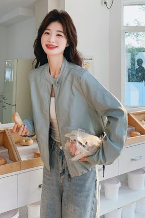 Trendy Women's Petite Blue Short Jacket, 2025 Style, Age-Reducing Fashion Top, Perfect for Y2K and Casual Outfits