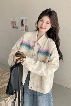 Trendy Women's Petite Off-White Heavy Embroidery Denim Jacket - Spring 2025 Style, Chic and Stylish Outerwear for Every Occasion