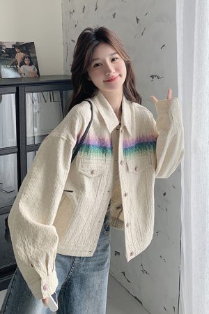 Trendy Women's Petite Off-White Heavy Embroidery Denim Jacket - Spring 2025 Style, Chic and Stylish Outerwear for Every Occasion