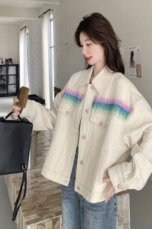 Trendy Women's Petite Off-White Heavy Embroidery Denim Jacket - Spring 2025 Style, Chic and Stylish Outerwear for Every Occasion