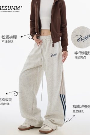 Trendy Women's Striped Hip-Hop Sports Pants - Loose Straight Casual Dance Trousers, American Style, Streetwear Fashion
