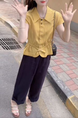 Trendy Women's Two-Piece Set 2025: Short-Sleeve T-Shirt & Loose High-Waisted Casual Straight-Leg Pants for Summer Style