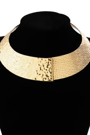 Tribal Style Open Collar Necklace - Irregular Wide Wave Punk Metal Jewelry for Unique Fashion Statements