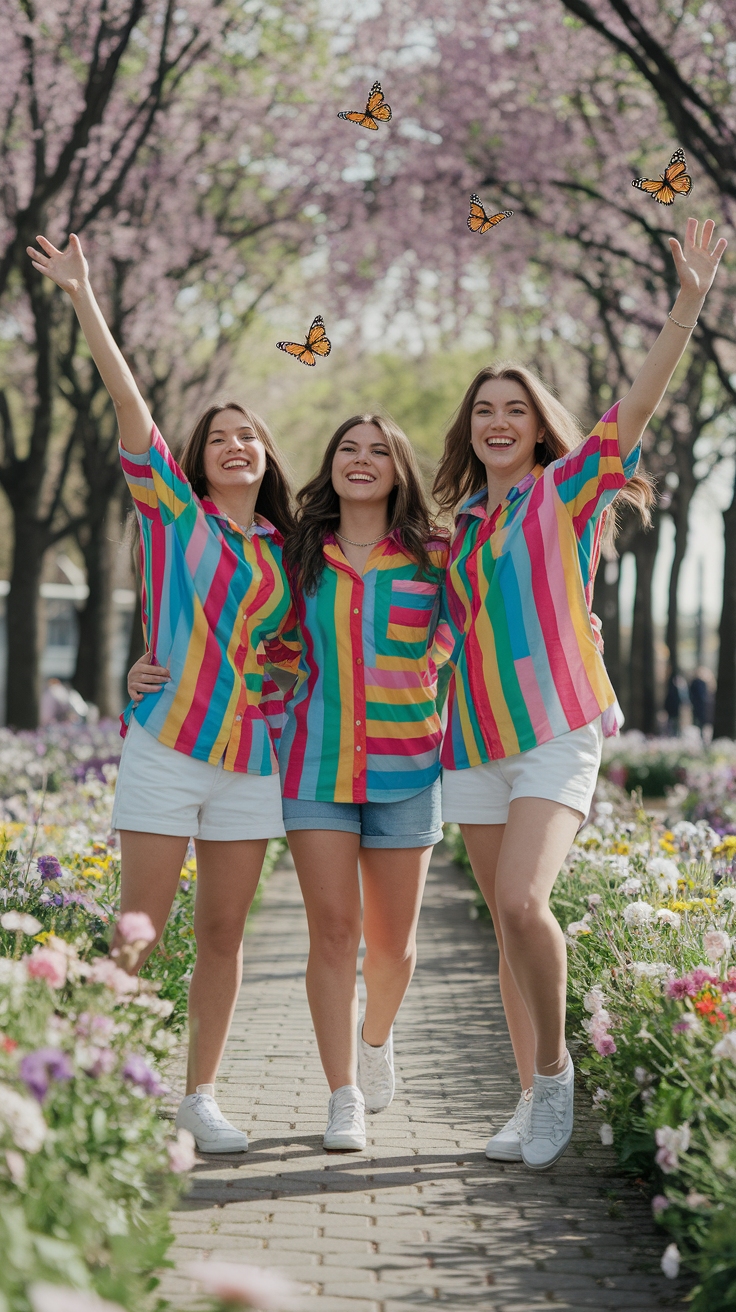 Chic Trio Matching Shirts for Group Outings outfit idea