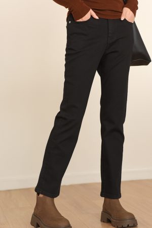 Turkish Bossa Cowboy Ceiling Black Fleece Baguette Jeans - Stylish 90s-Inspired Casual Wear for Trendy Fashion Lovers