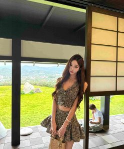 Tweed Petal Skirt & Sleeveless Top Two-Piece Set - Super Short Little Waltz Style, Chic 90s Inspired Fashion