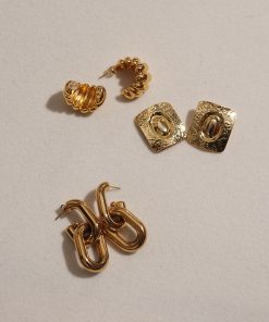 Twisted Geometric Horn Bag Earrings - Trendy Retro Studs for Y2K Fashion and Versatile Everyday Style