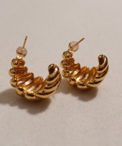 Twisted Geometric Horn Bag Earrings - Trendy Retro Studs for Y2K Fashion and Versatile Everyday Style