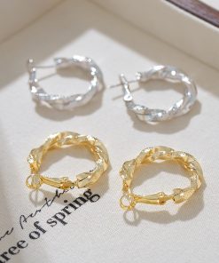 Twisted Metal Hoop Earrings - Minimalist High-End Design with Textured Matte Finish - Trendy Jewelry for 2025