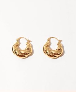 Twisted Wire Hollow Earrings - Shiny Brass Gold-Plated Elegant Daily Jewelry for a Fairy-Inspired Look