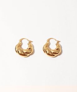 Twisted Wire Hollow Earrings - Shiny Brass Gold-Plated Elegant Daily Jewelry for a Fairy-Inspired Look